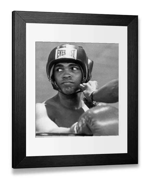 Framed Print : Muhammad Ali in His Protective Headgear Framed Print : Muhammad Ali in His Protective Headgear