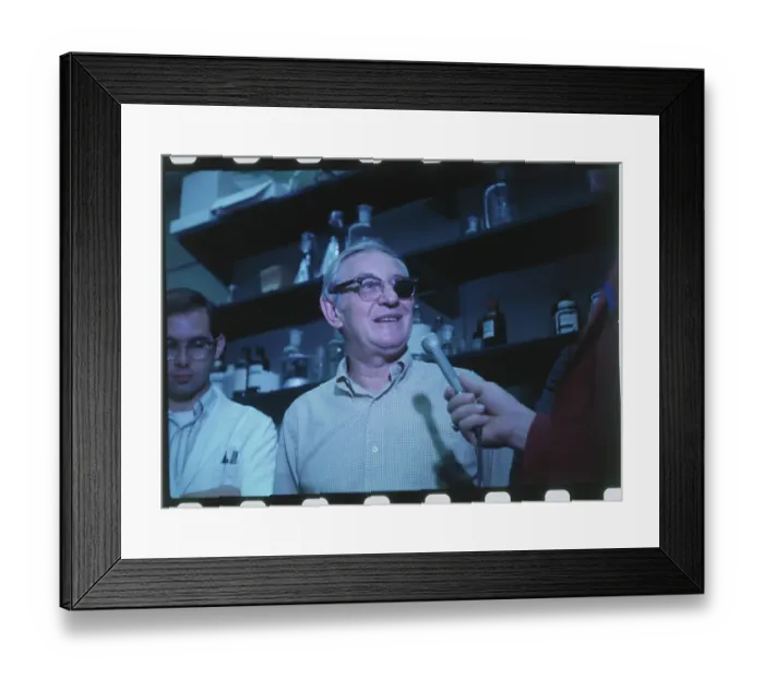 Framed Print : Julius Axelrod with Reporters Framed Print : Julius Axelrod with Reporters