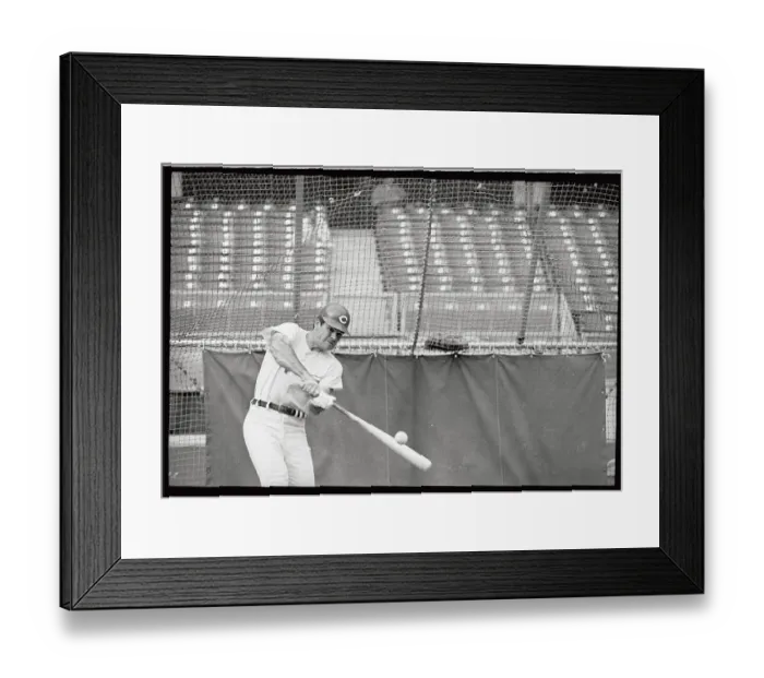 Framed Print : Pete Rose Practicing Batting