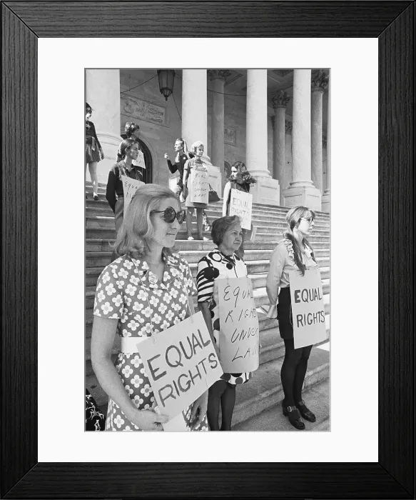 Framed Print : Women W / Signs Asking For Equal Rights