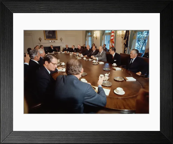 Framed Print : President Nixon Conferring with Cabinet Members Framed Print : President Nixon Conferring with Cabinet Members