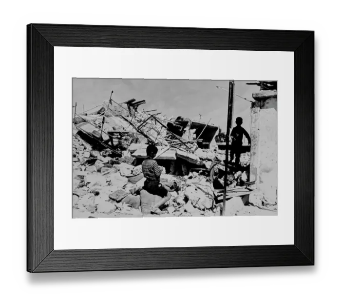 Framed Print : Children Playing In Rubble Framed Print : Children Playing In Rubble