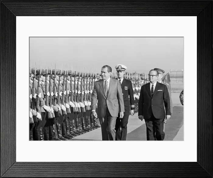 Framed Print : Richard Nixon Reviewing an Honor Guard Framed Print : Richard Nixon Reviewing an Honor Guard