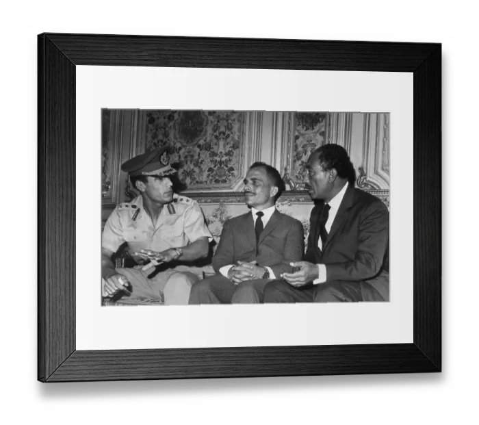 Framed Print : Muammar al-Qaddafi with King Hussein and Anwar Sadat Framed Print : Muammar al-Qaddafi with King Hussein and Anwar Sadat