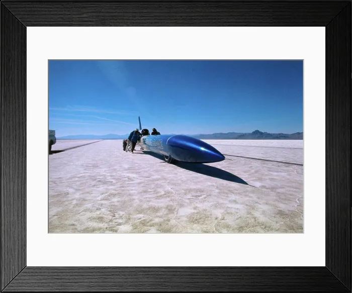 Framed Print : The Blue Flame Rocket Powered Automobile on Salt Flats Framed Print : The Blue Flame Rocket Powered Automobile on Salt Flats