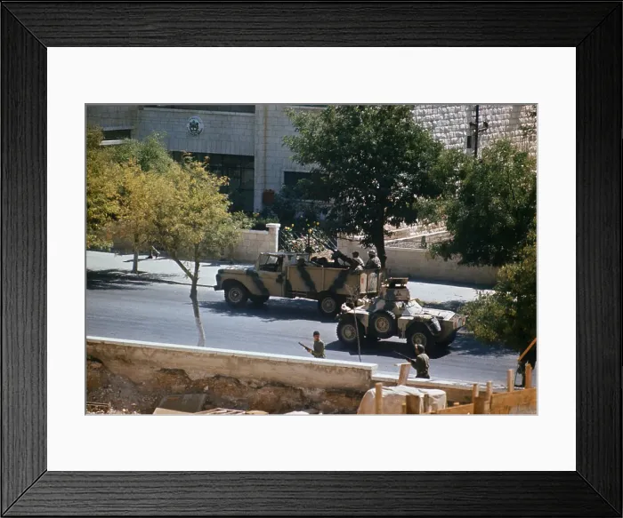 Framed Print : Army Troops Patrolling at Street Framed Print : Army Troops Patrolling at Street