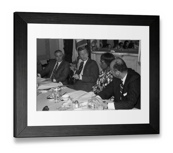 Framed Print : Ed Koch. John Lindsay of New York, in a breakfast meeting with the New