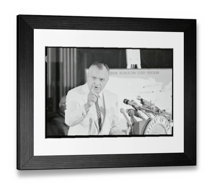 Framed Print : Walter Hickel Speaking at a News Conference Framed Print : Walter Hickel Speaking at a News Conference