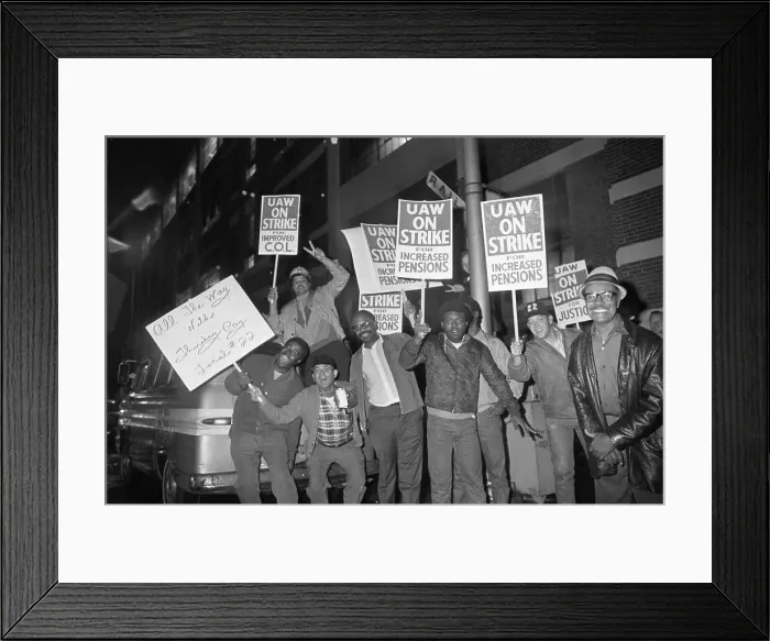 Framed Print : Workers on Strike Wave Picket Signs Framed Print : Workers on Strike Wave Picket Signs