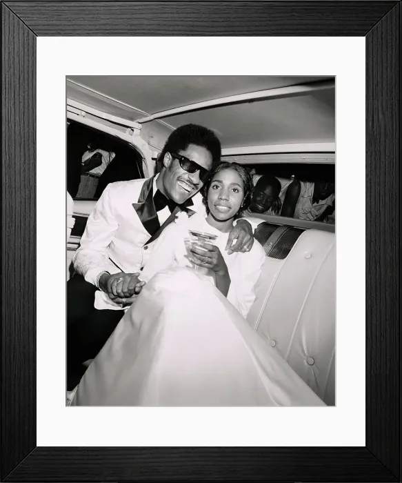 Framed Print : Stevie Wonder and His Bride in Limousine Framed Print : Stevie Wonder and His Bride in Limousine