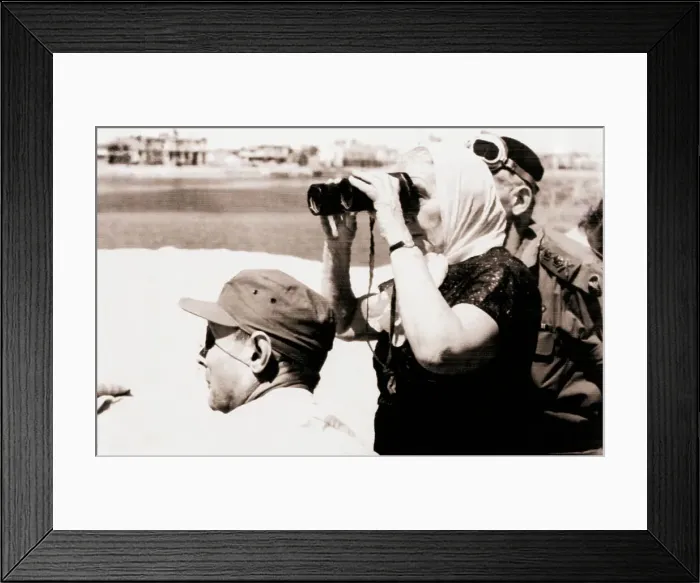 Framed Print : Golda Meir Surveys Field with Binoculars Framed Print : Golda Meir Surveys Field with Binoculars