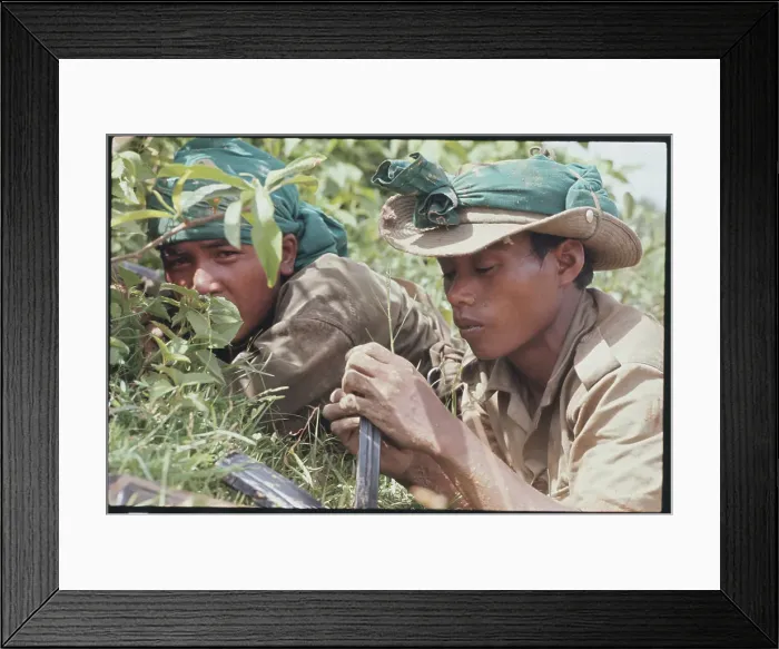 Framed Print : Cambodian Soldiers Preparing Weapons Framed Print : Cambodian Soldiers Preparing Weapons