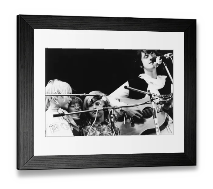 Framed Print : Youngsters Singing With Singer Donovan Framed Print : Youngsters Singing With Singer Donovan