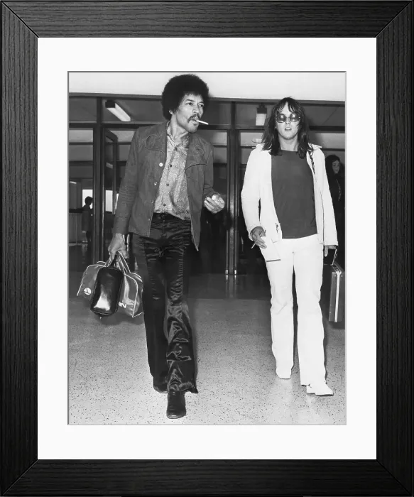 Framed Print : Jimi Hendrix Arriving at Heathrow Airport Framed Print : Jimi Hendrix Arriving at Heathrow Airport