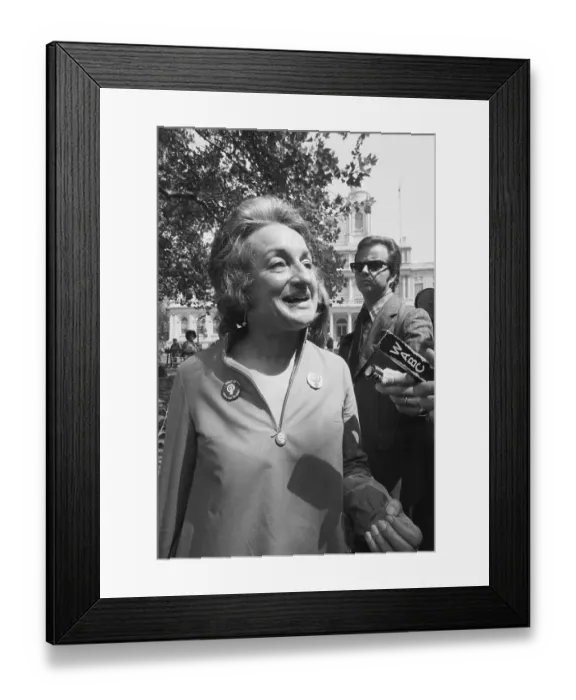 Framed Print : Betty Friedan Talking to Journalists Framed Print : Betty Friedan Talking to Journalists
