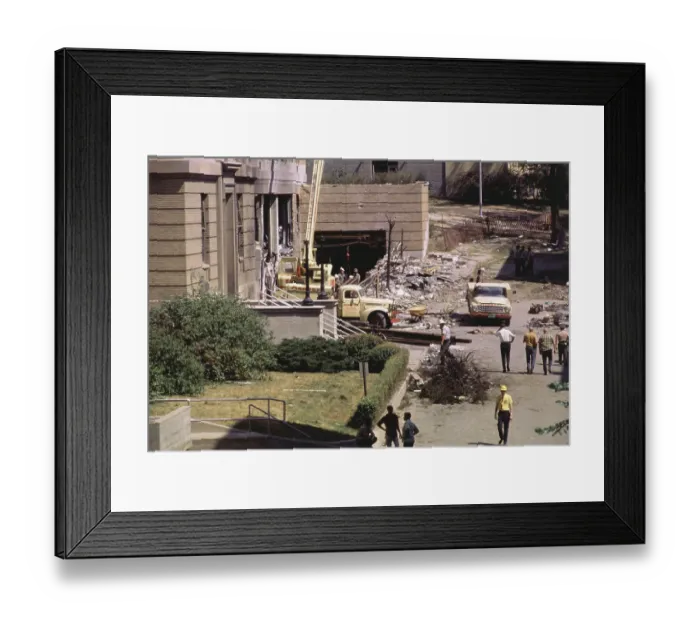 Framed Print : Workmen Clearing Building Debris Framed Print : Workmen Clearing Building Debris