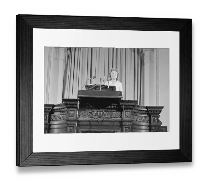 Framed Print : Women's Liberation Activist Betty Friedan at Podium Framed Print : Women's Liberation Activist Betty Friedan at Podium