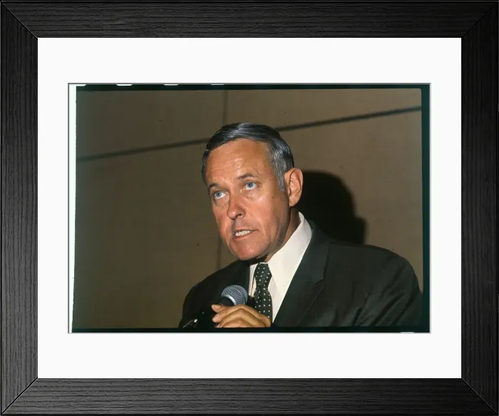 Framed Print : Governor Tom McCall Speaking into Microphone Framed Print : Governor Tom McCall Speaking into Microphone
