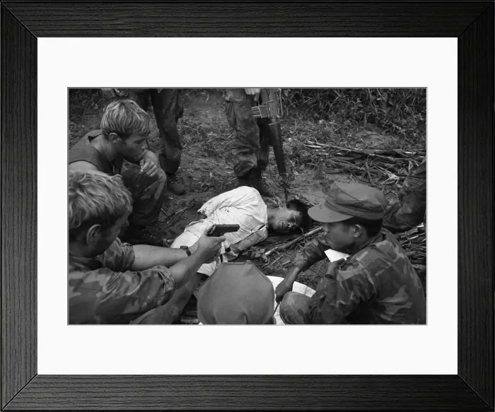 Framed Print : Viet Cong Questioned At Gunpoint Framed Print : Viet Cong Questioned At Gunpoint