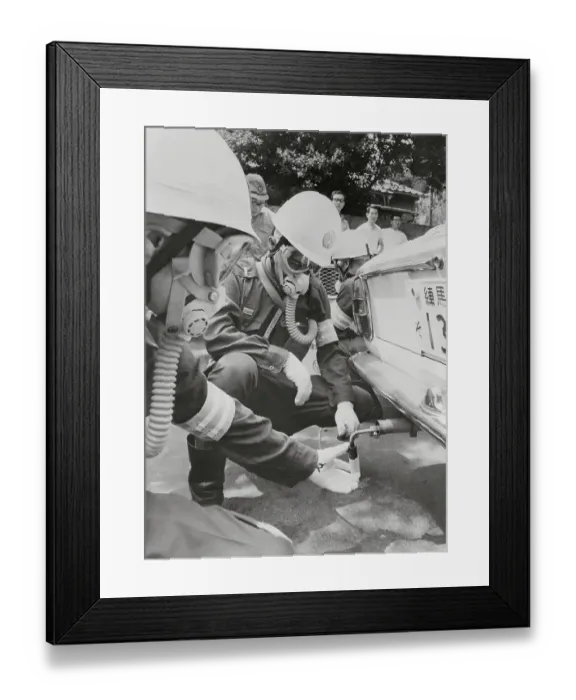 Framed Print : Policeman with Gas Mask Framed Print : Policeman with Gas Mask