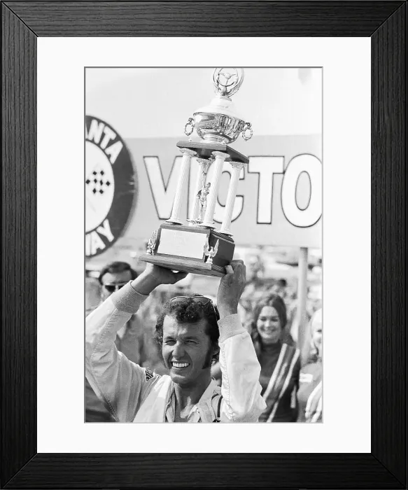 Framed Print : Richard Petty After Winning Dixie 500 Trophy Framed Print : Richard Petty After Winning Dixie 500 Trophy