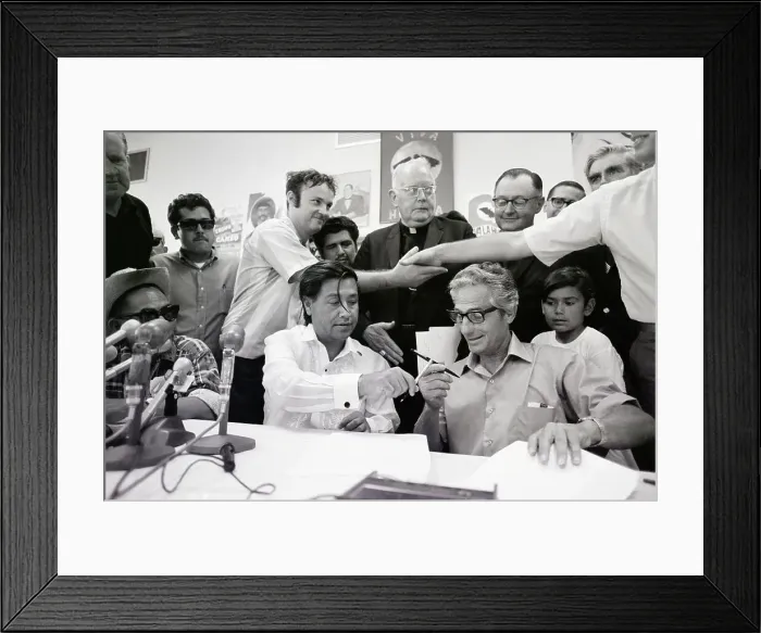 Framed Print : Chavez And Guimarra Sign Labor Contract Framed Print : Chavez And Guimarra Sign Labor Contract