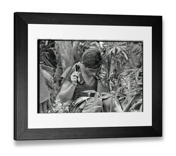 Framed Print : Soldier Talking on Radiophones Framed Print : Soldier Talking on Radiophones