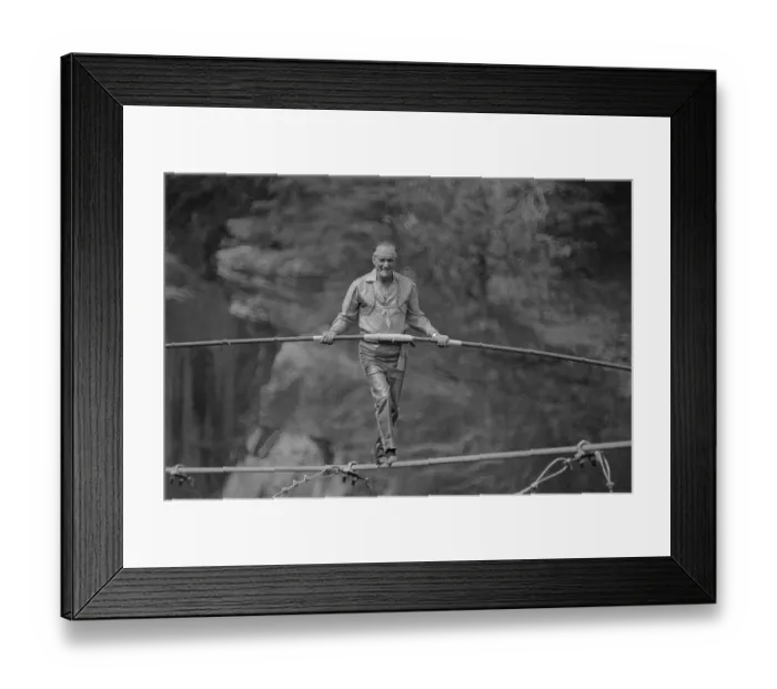 Framed Print : Karl Wallenda Walking Across A Tightrope Framed Print : Karl Wallenda Walking Across A Tightrope