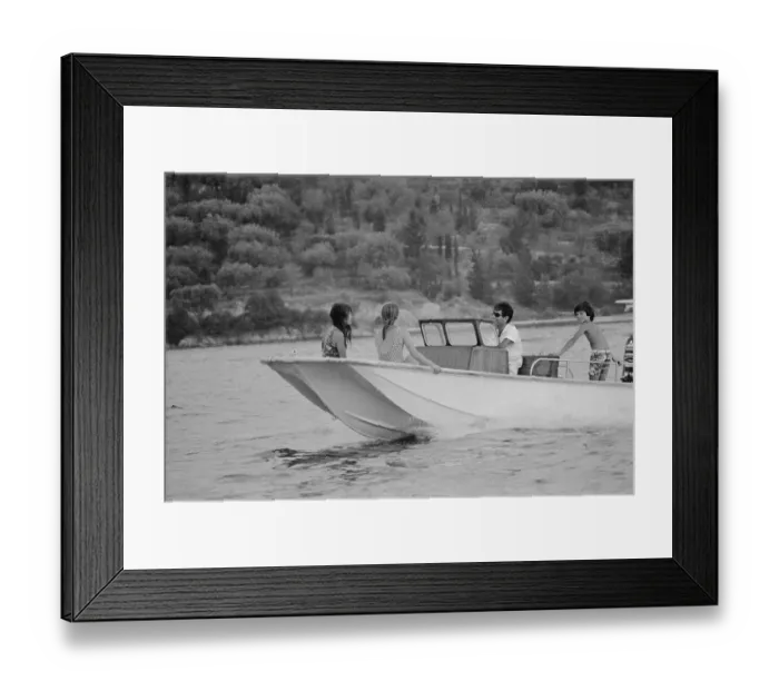 Framed Print : John F Kennedy Jr in Boat with Onassis Bodyguard Framed Print : John F Kennedy Jr in Boat with Onassis Bodyguard