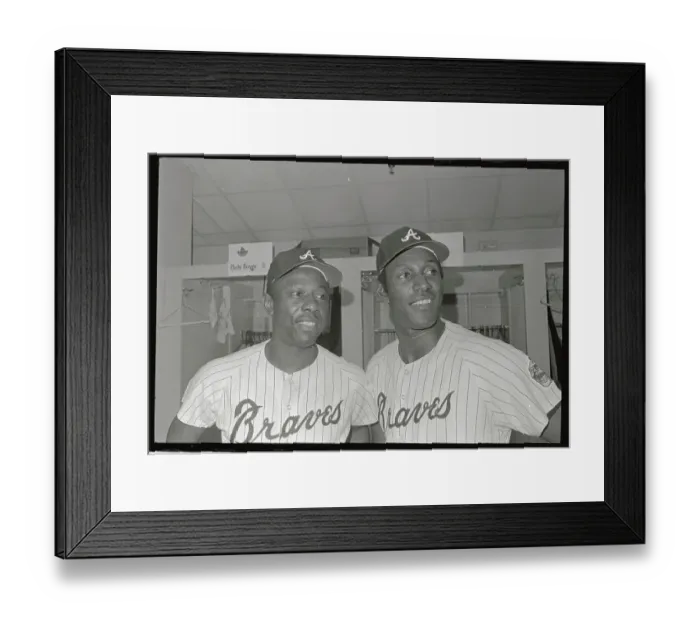 Framed Print : Hank Aaron Standing Next to Rico Carty Framed Print : Hank Aaron Standing Next to Rico Carty
