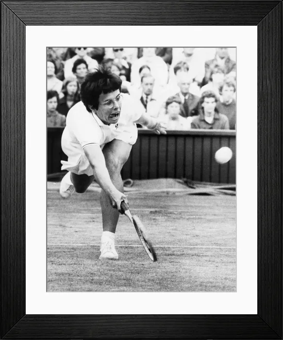 Framed Print : Billie Jean King Straining to Hit Ball Framed Print : Billie Jean King Straining to Hit Ball