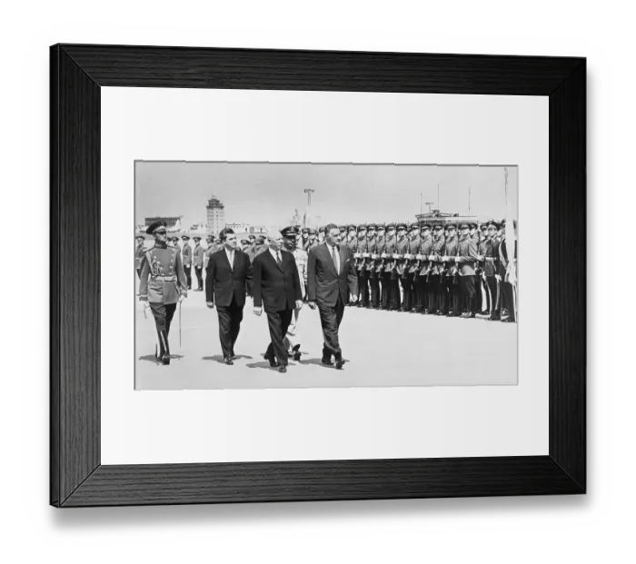 Framed Print : Gamal Nasser and Nikolai Podgorny Viewing Troops Framed Print : Gamal Nasser and Nikolai Podgorny Viewing Troops