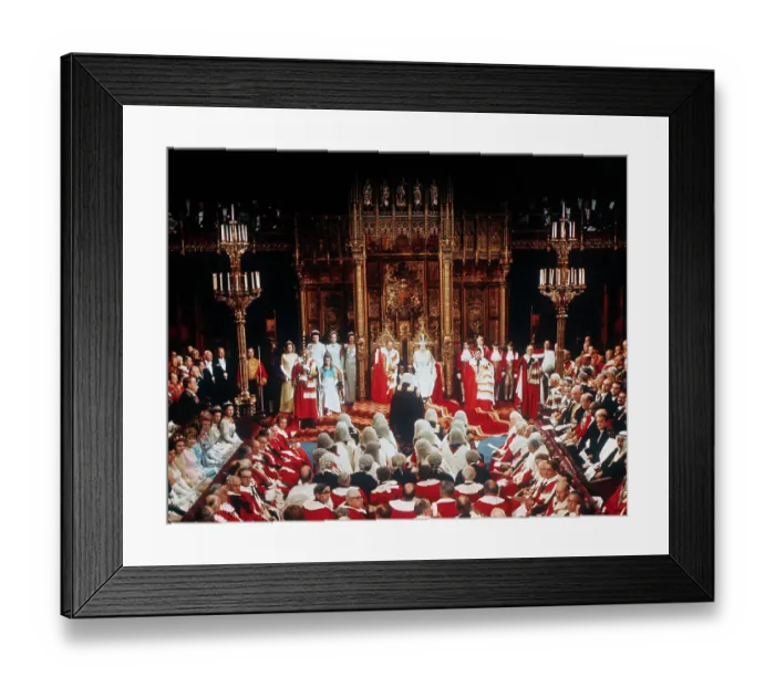 Framed Print : Queen Elizabeth II Seated at Her Throne