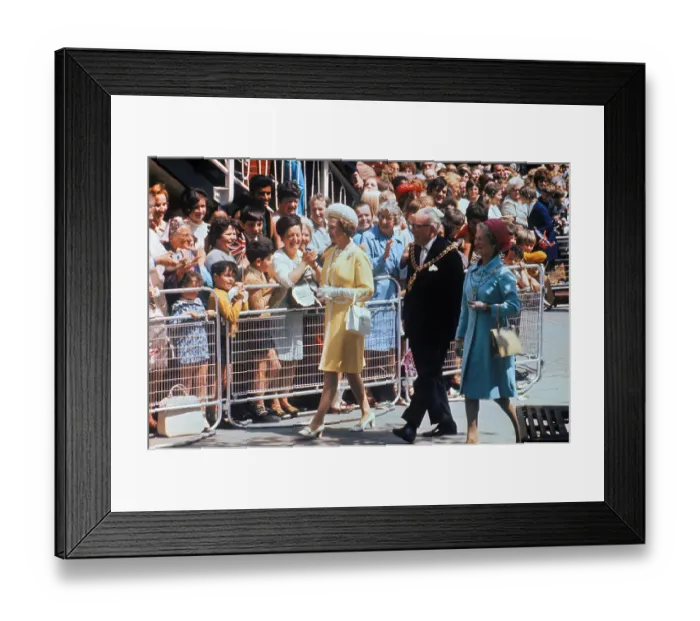 Framed Print : Queen Elizabeth Walking Through Coventry England Framed Print : Queen Elizabeth Walking Through Coventry England