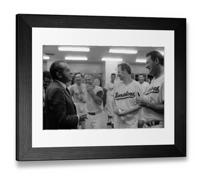 Framed Print : President Richard Nixon Congratulating Jim Hannan and The Senators After Baseball Victory