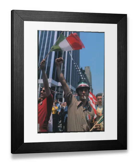 Framed Print : Man Participating in Italian-American Demonstration Framed Print : Man Participating in Italian-American Demonstration