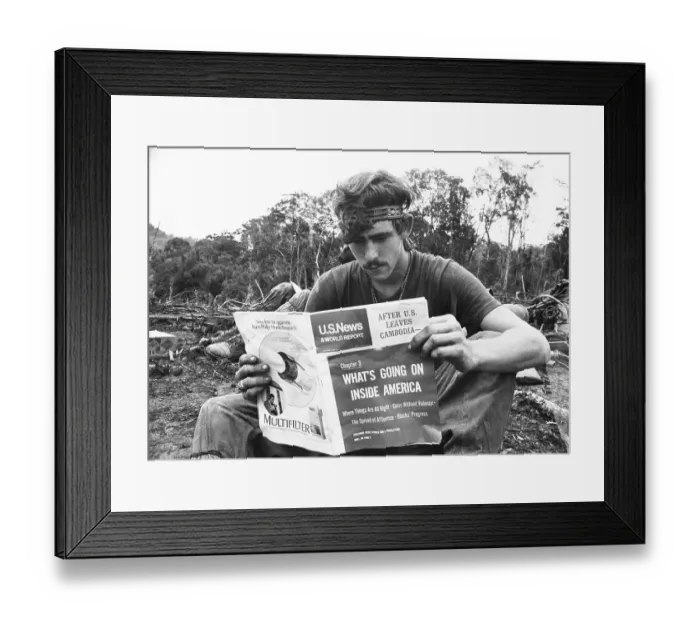 Framed Print : Soldier Reading Magazine Framed Print : Soldier Reading Magazine