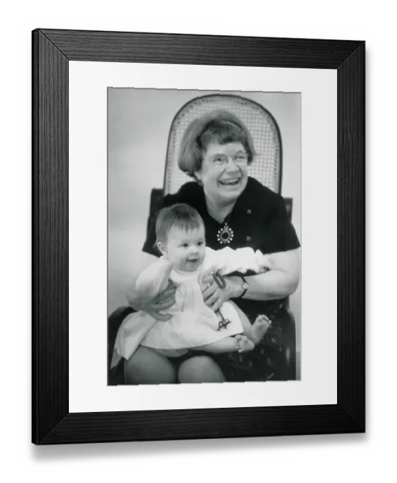 Framed Print : Dr. Margaret Mead Holding Infant Granddaughter Framed Print : Dr. Margaret Mead Holding Infant Granddaughter