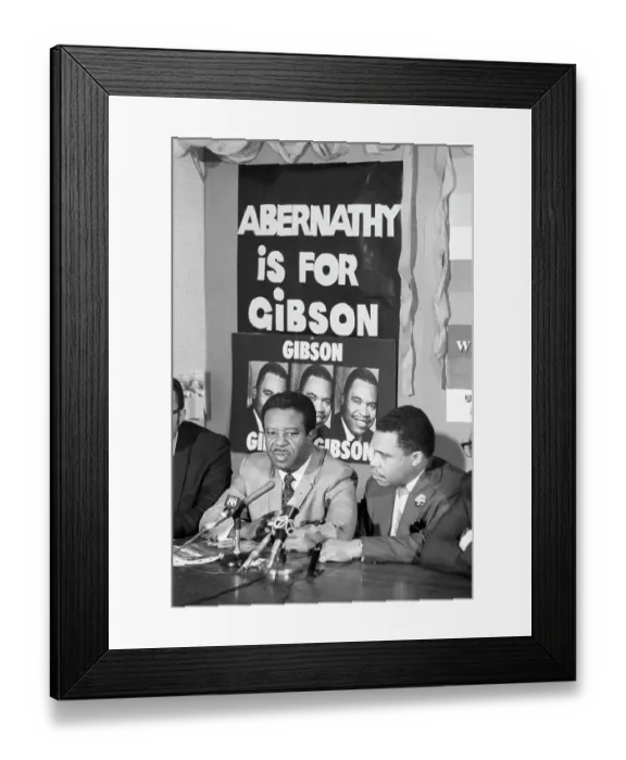 Framed Print : Ralph Abernathy at Press Conference with Ken Gibson Framed Print : Ralph Abernathy at Press Conference with Ken Gibson