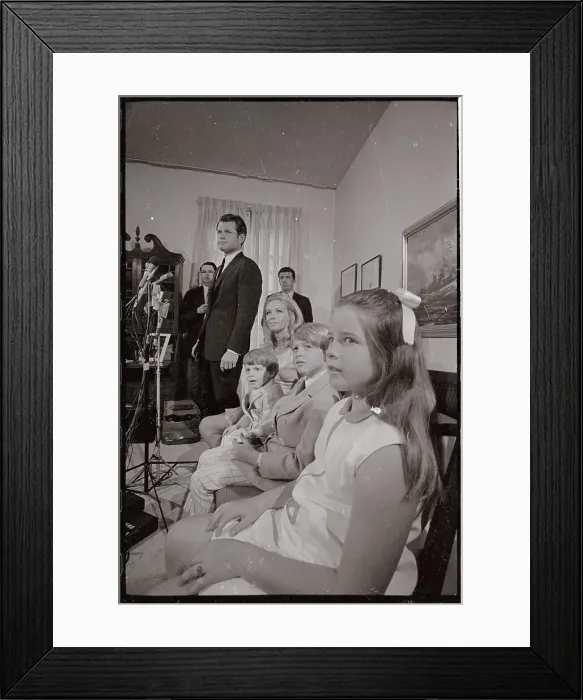 Framed Print : Edward M. Kennedy Announcing His Reelection Plans While His Family Watches Framed Print : Edward M. Kennedy Announcing His Reelection Plans While His Family Watches