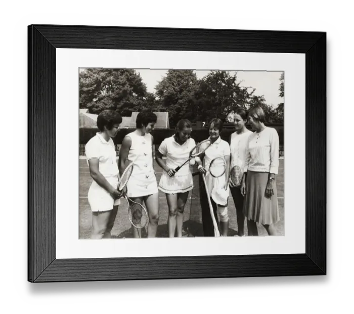 Framed Print : Women Tennis Professionals Standing on Court Framed Print : Women Tennis Professionals Standing on Court