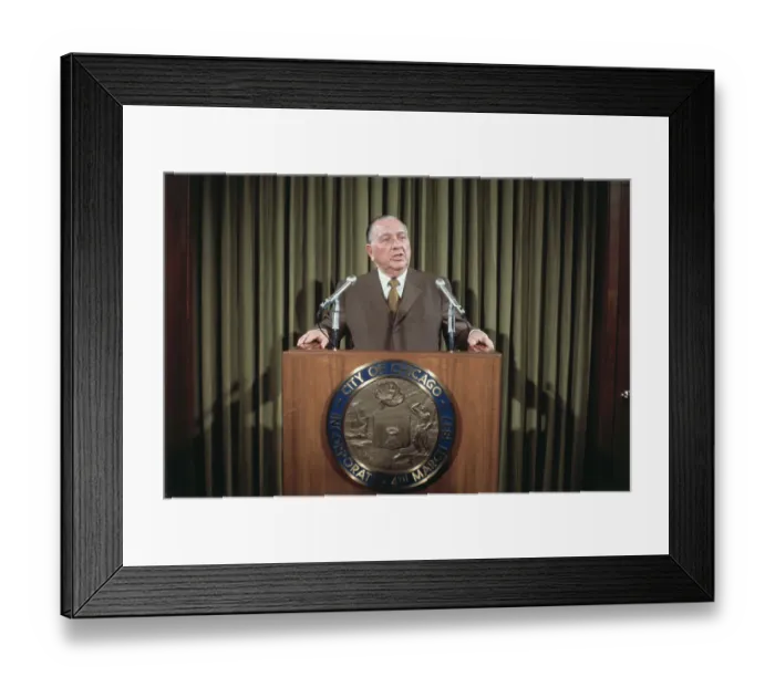 Framed Print : Richard J. Daley at Press Conference