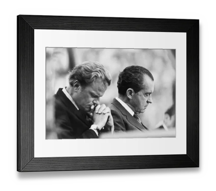 Framed Print : Evangelist Billy Graham with President Richard Nixon Praying