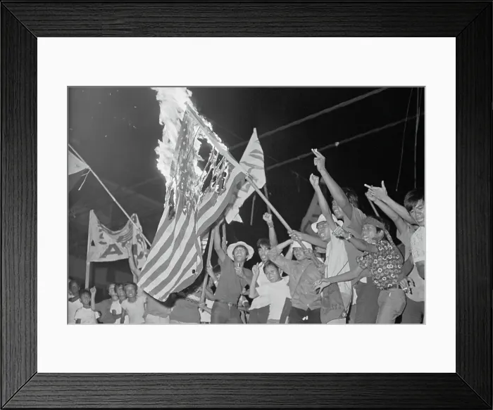 Framed Print : Youths Burning American Flag Framed Print : Youths Burning American Flag