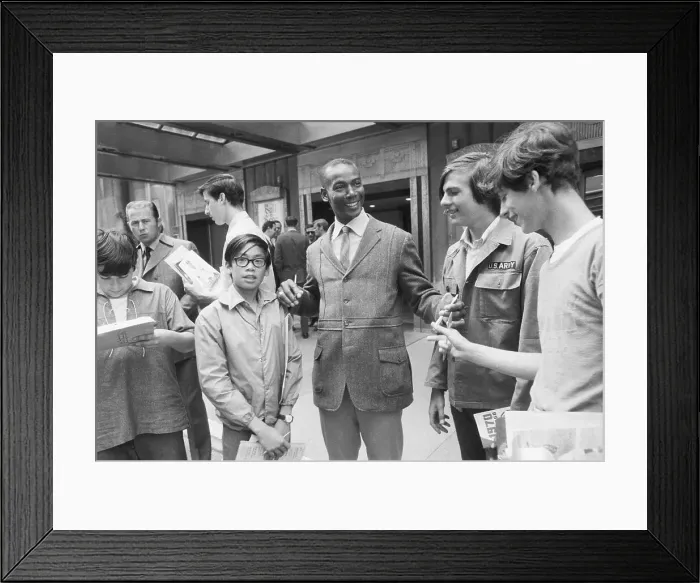 Framed Print : Ernie Banks Signing Autographs for Kids Framed Print : Ernie Banks Signing Autographs for Kids