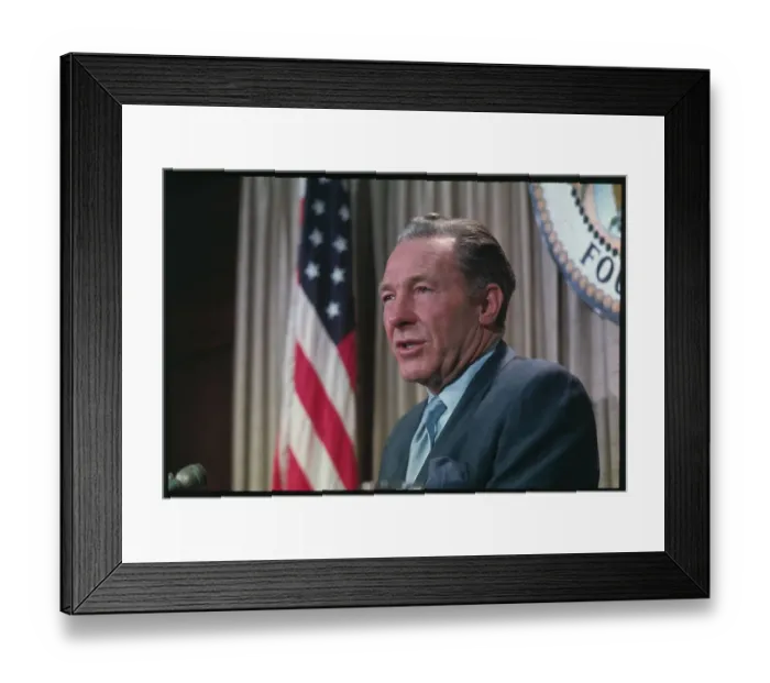 Framed Print : Sam Yorty Speaking at Podium