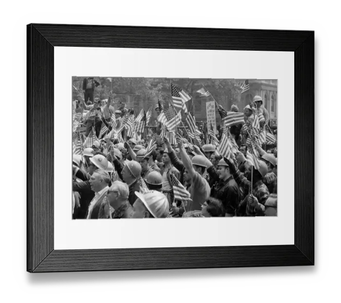 Framed Print : Construction Workers Marching in Support of Vietnam War Framed Print : Construction Workers Marching in Support of Vietnam War