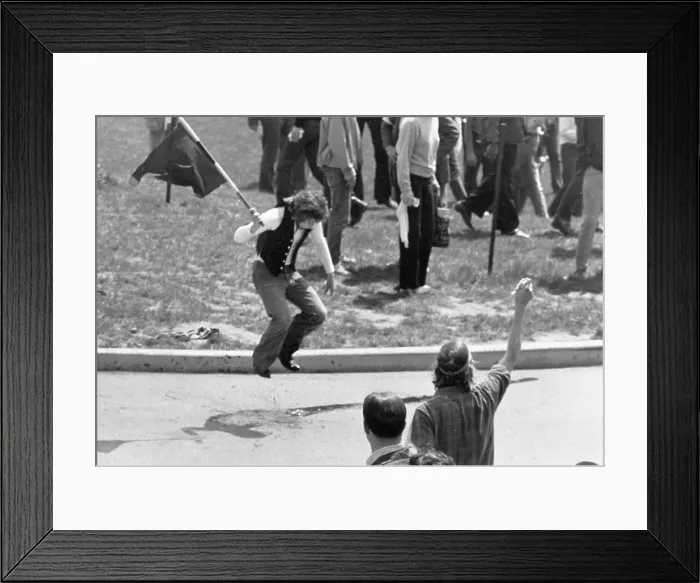 Framed Print : Protester at Kent University Demonstrating Against Shootings Framed Print : Protester at Kent University Demonstrating Against Shootings