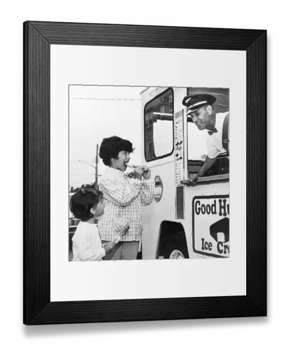 Framed Print : Two Boys Eating Ice Cream From Good Humor Man Framed Print : Two Boys Eating Ice Cream From Good Humor Man