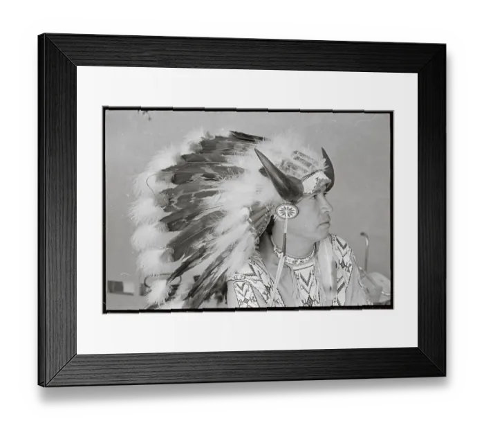 Framed Print : Profile of Chief Eagle Wearing Native Attire Framed Print : Profile of Chief Eagle Wearing Native Attire